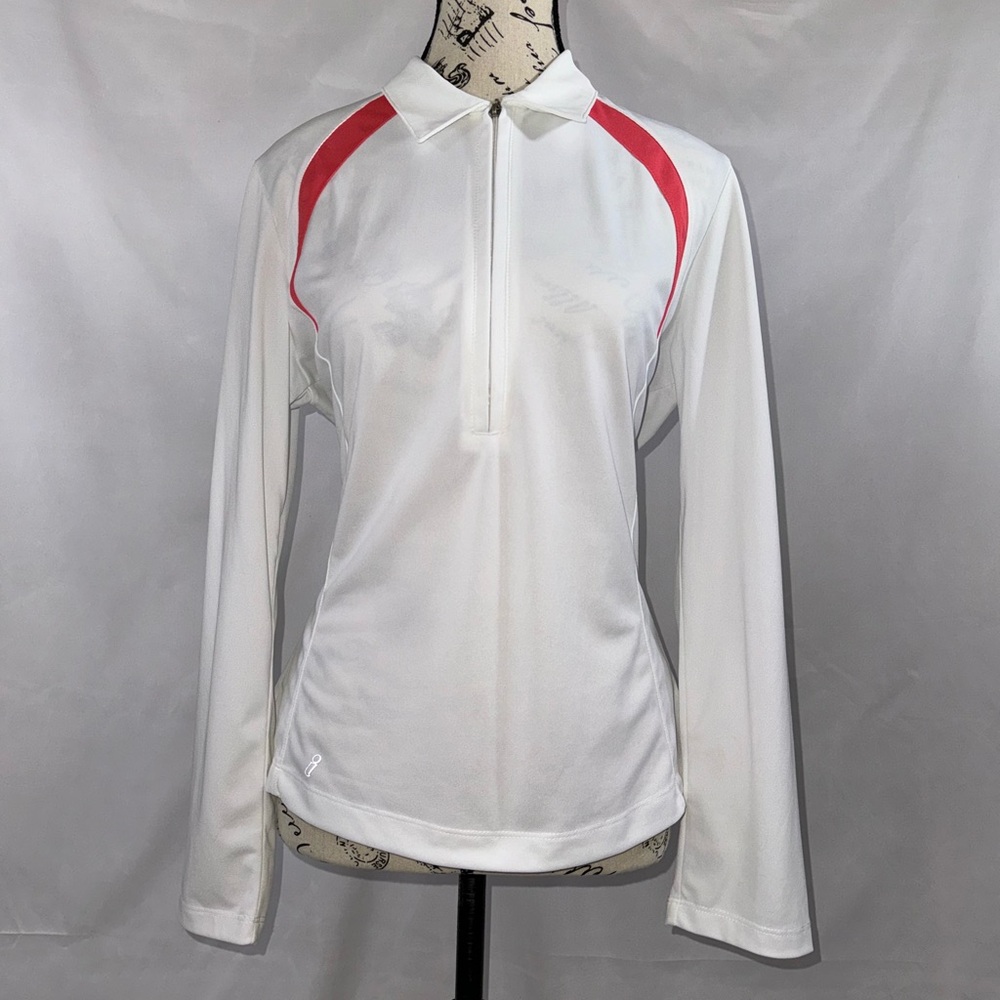 EUC: Tail White Long-sleeve Pull-over 3/4” zip